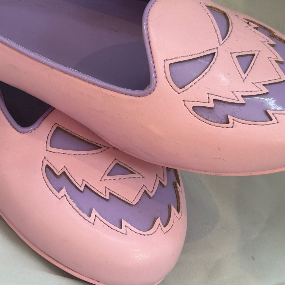 Strange Cvlt Lydia Pink and Purple Pastel Scary Jack Face Flats Size 10 - Picture 2 of 3